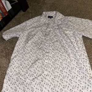 Floral short sleeve button down top